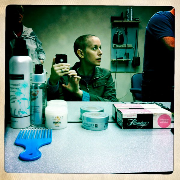 Pre-chemo hair shearing.